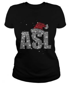 ASL American Sign Language Santa Hat Sparkle Christmas  Classic Ladies