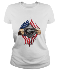 American Flag Blood inside me Georgia Bulldogs  Classic Ladies