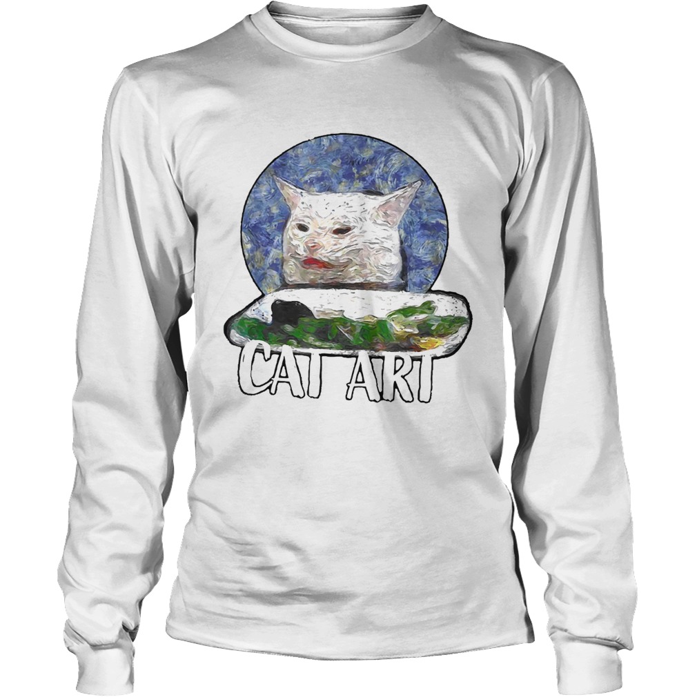 Angry yelling at confused cat at dinner table meme 2020 LongSleeve