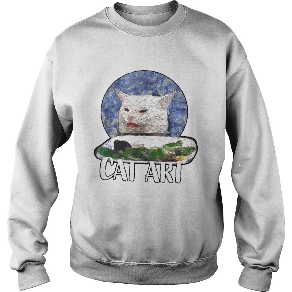 Angry yelling at confused cat at dinner table meme 2020 Sweatshirt