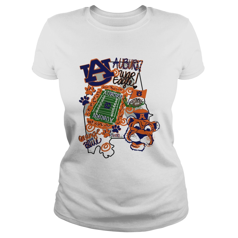 Auburn Tigers War Eagle Orange and blue Classic Ladies