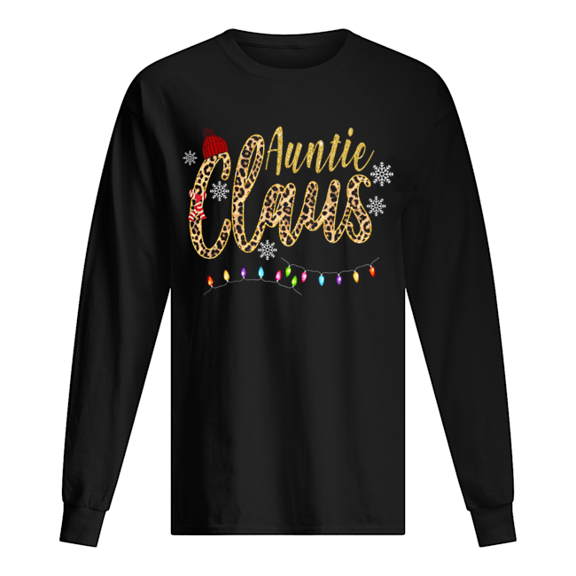 Auntie Claus Leopard Christmas Long Sleeved T-shirt 