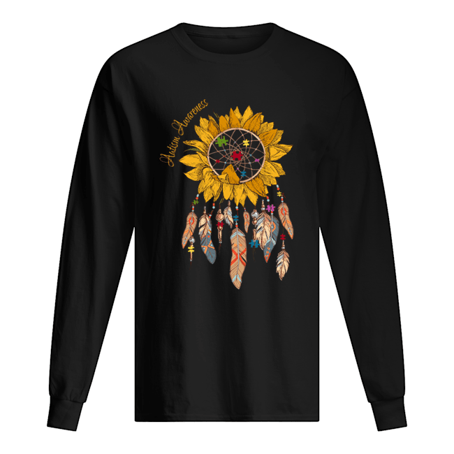 Autism Awareness Sunflower Dream Catcher Hippie Trend Long Sleeved T-shirt 