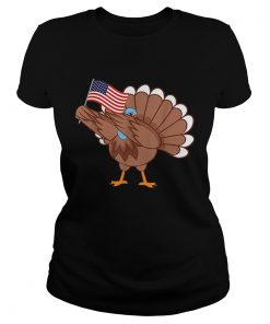 Awesome Dabbing Turkey America Flag Thanksgiving American Family  Classic Ladies