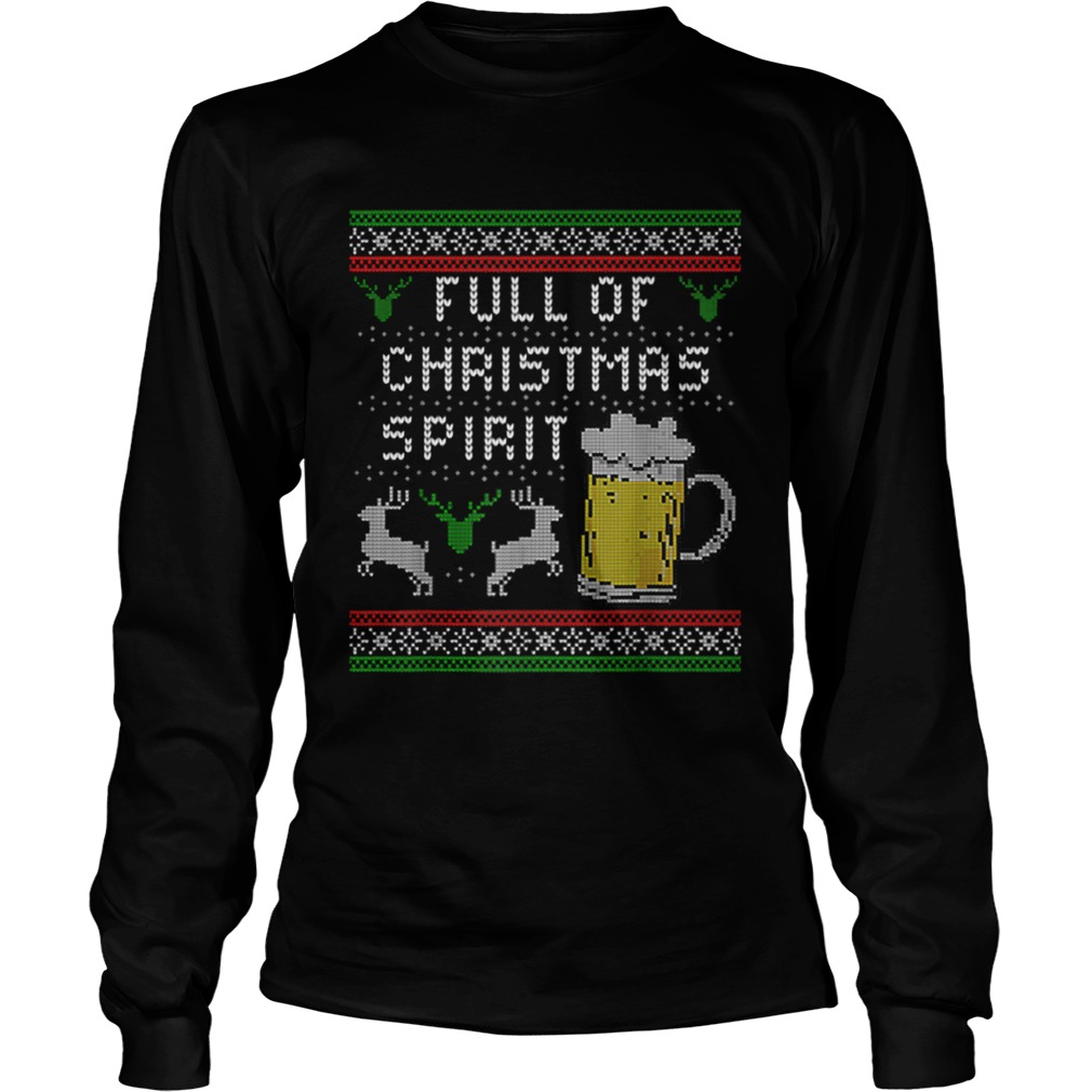 Awesome Mens Funny Ugly Christmas Beer Drinking Full Of Spirit Men LongSleeve