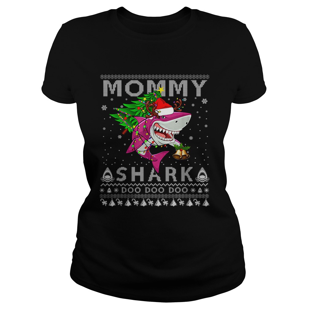 Awesome Mommy Shark Santa Christmas Family Matching Pajamas Classic Ladies