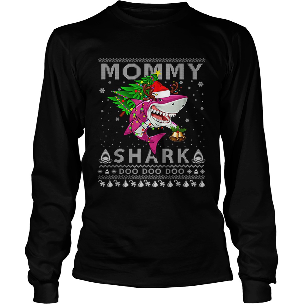 Awesome Mommy Shark Santa Christmas Family Matching Pajamas LongSleeve