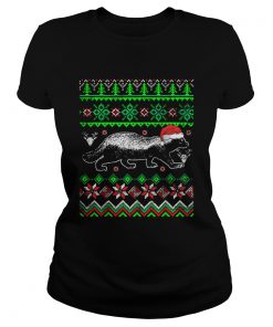 Awesome Ugly Christmas Honey Badger  Classic Ladies