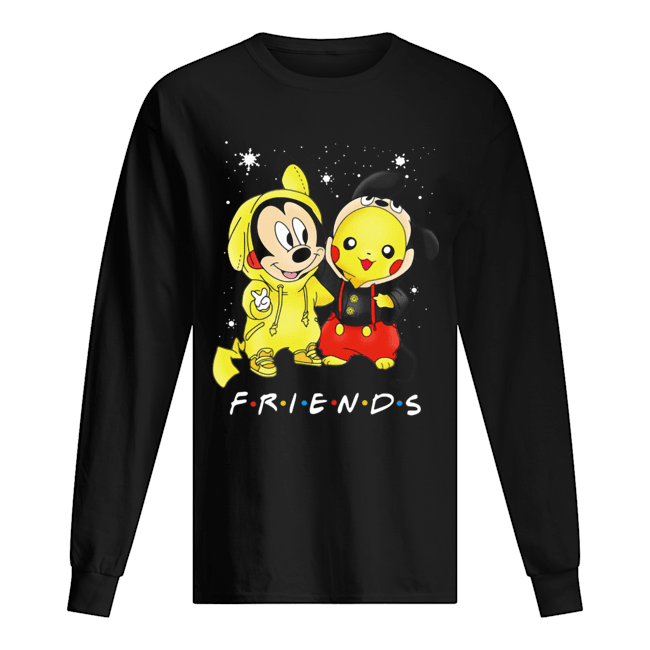 Baby Mickey Mouse And Pikachu Friends Christmas Long Sleeved T-shirt 