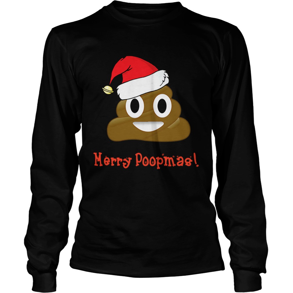 Baby Poop Emoji Wearing Santa Hat Merry Poopmas Christmas Baby Onesie LongSleeve