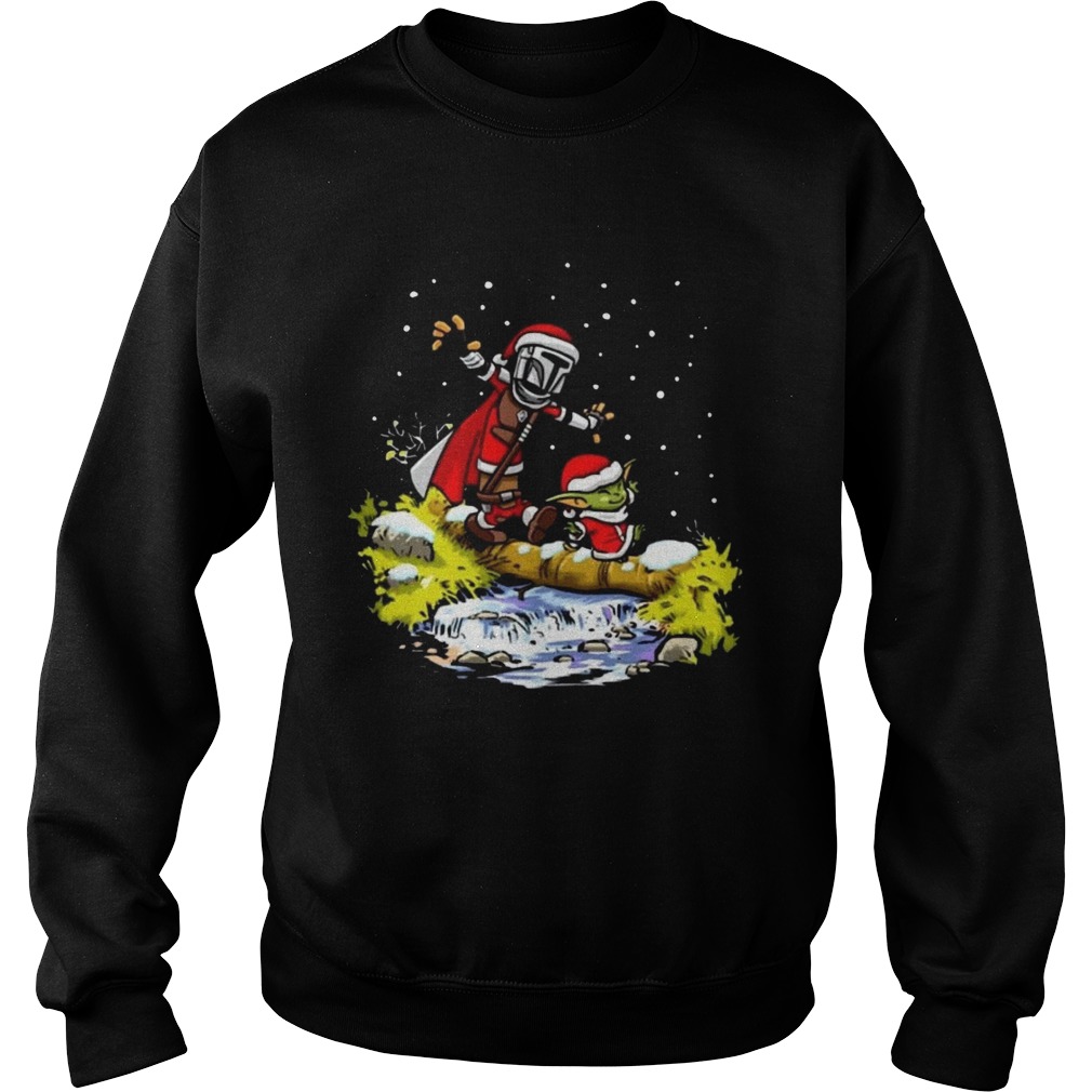 Baby Yoda Walking Under The Snow Christmas Sweatshirt