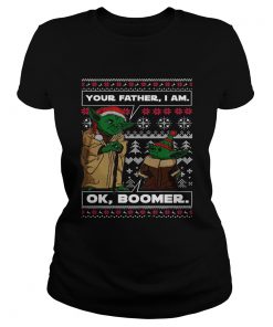 Baby Yoda Your Father I Am Ok Boomer Ugly Christmas  Classic Ladies