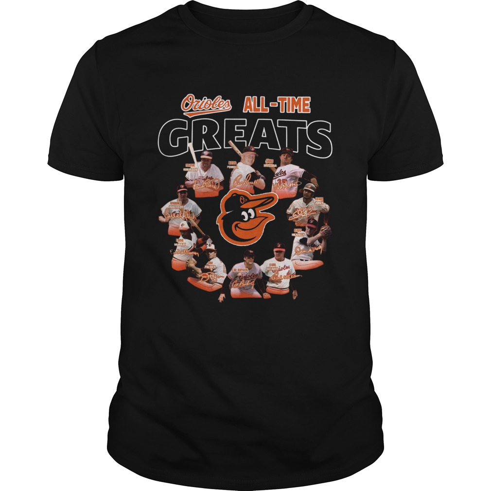 Baltimore Orioles all time great players signatures shirt