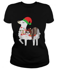 Beautiful Christmas Ugly Sweaters Sloth Riding Llama Hat Alpaca  Classic Ladies