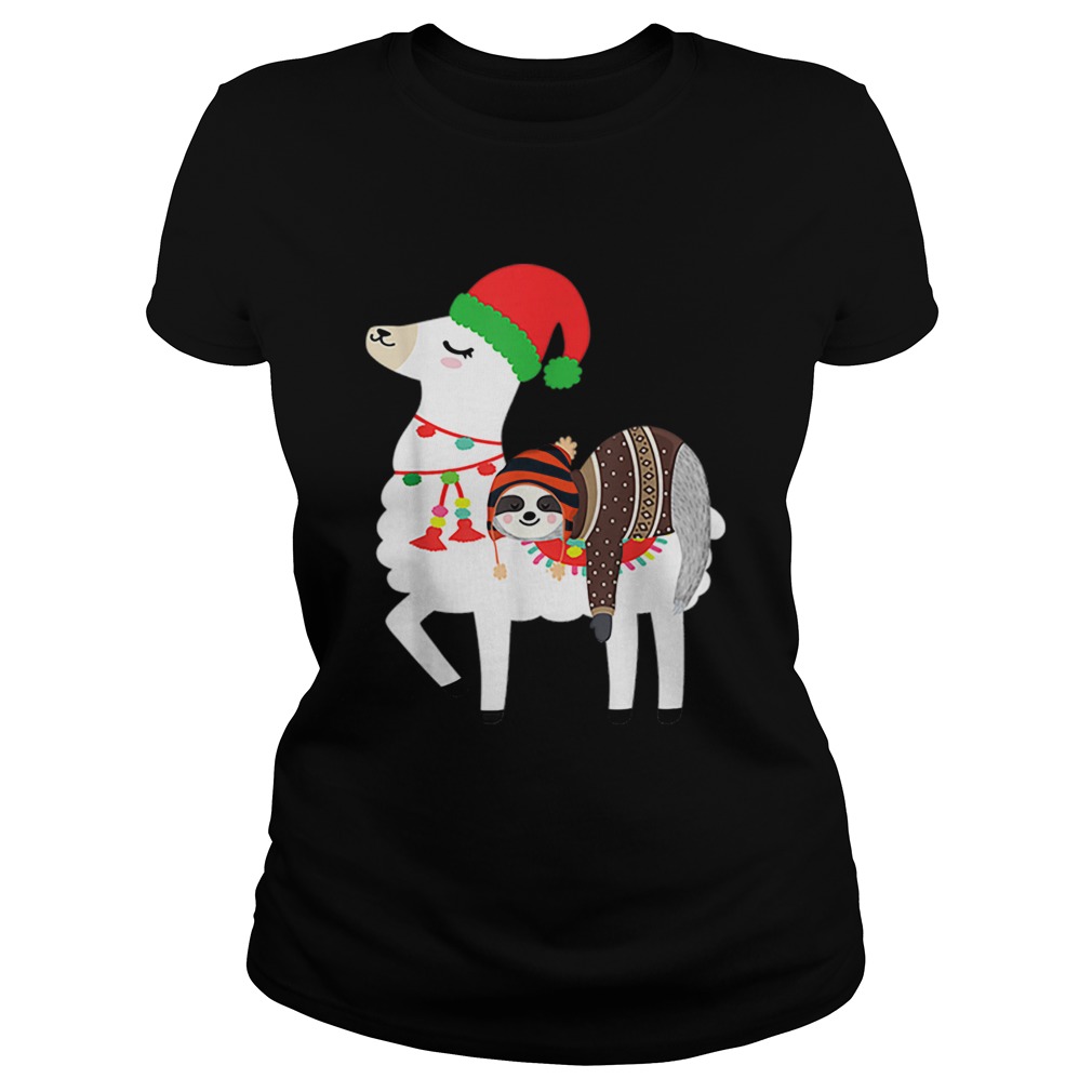 Beautiful Christmas Ugly Sweaters Sloth Riding Llama Hat Alpaca Classic Ladies