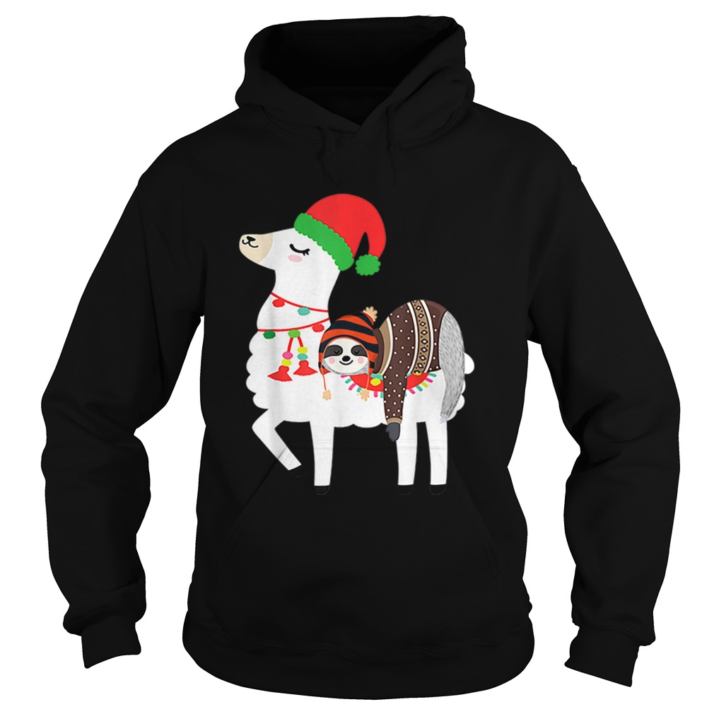 Beautiful Christmas Ugly Sweaters Sloth Riding Llama Hat Alpaca Hoodie