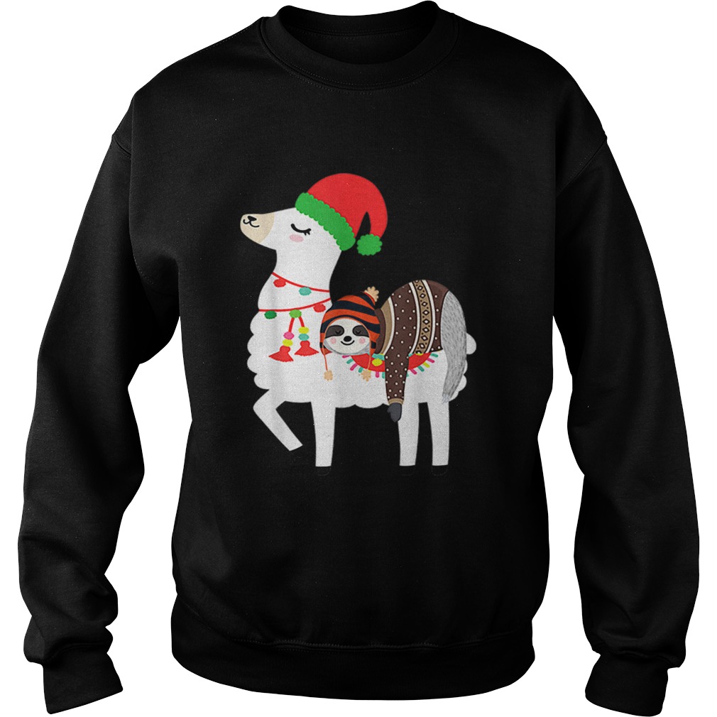 Beautiful Christmas Ugly Sweaters Sloth Riding Llama Hat Alpaca Sweatshirt