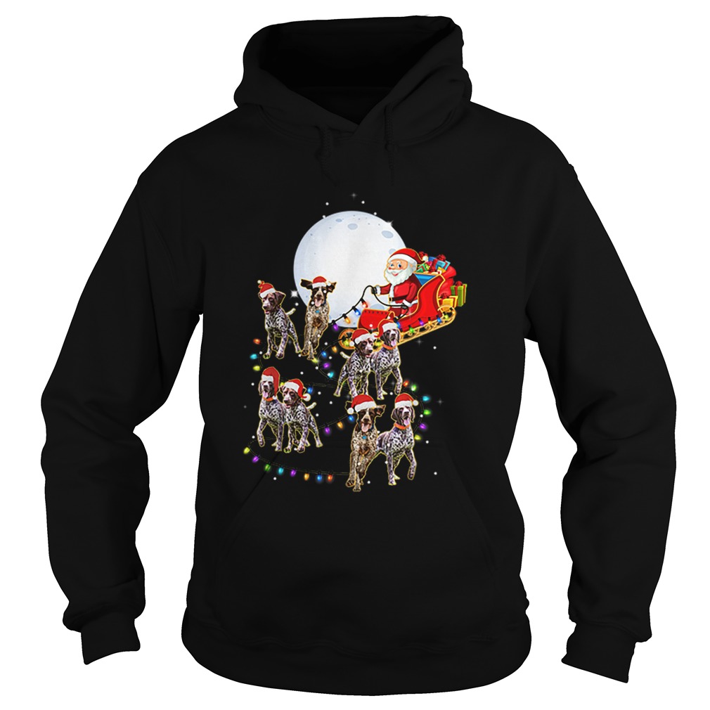 Beautiful German Shorthaired Pointer Christmas Reindeer Lights Gifts Hoodie