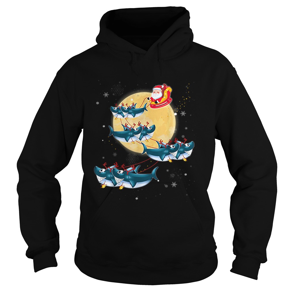 Beautiful Kids Mens Womens Santa Claus Riding Shark Christmas Hoodie