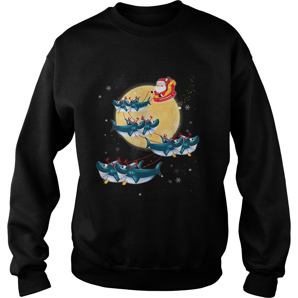 Beautiful Kids Mens Womens Santa Claus Riding Shark Christmas Sweatshirt