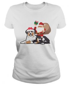 Beautiful Santa Riding Australian Shepherd Christmas Pajama Gift  Classic Ladies