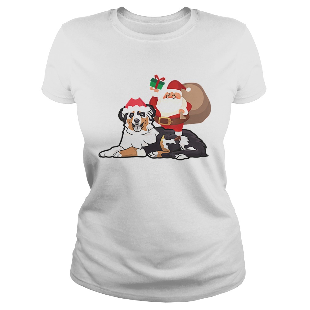 Beautiful Santa Riding Australian Shepherd Christmas Pajama Gift Classic Ladies