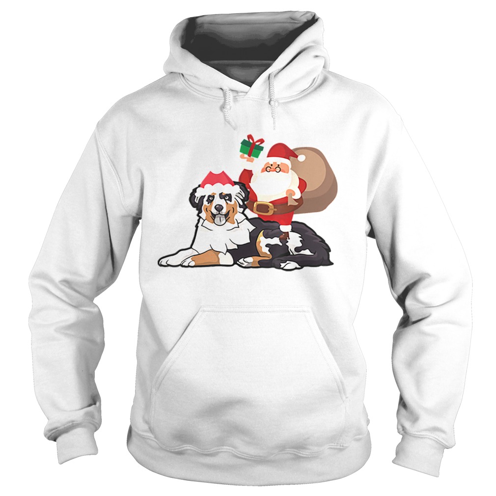 Beautiful Santa Riding Australian Shepherd Christmas Pajama Gift Hoodie