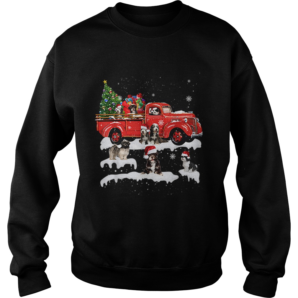 Beautiful Tibetan Terrier Riding Red Truck Xmas Merry Christmas Gifts Sweatshirt