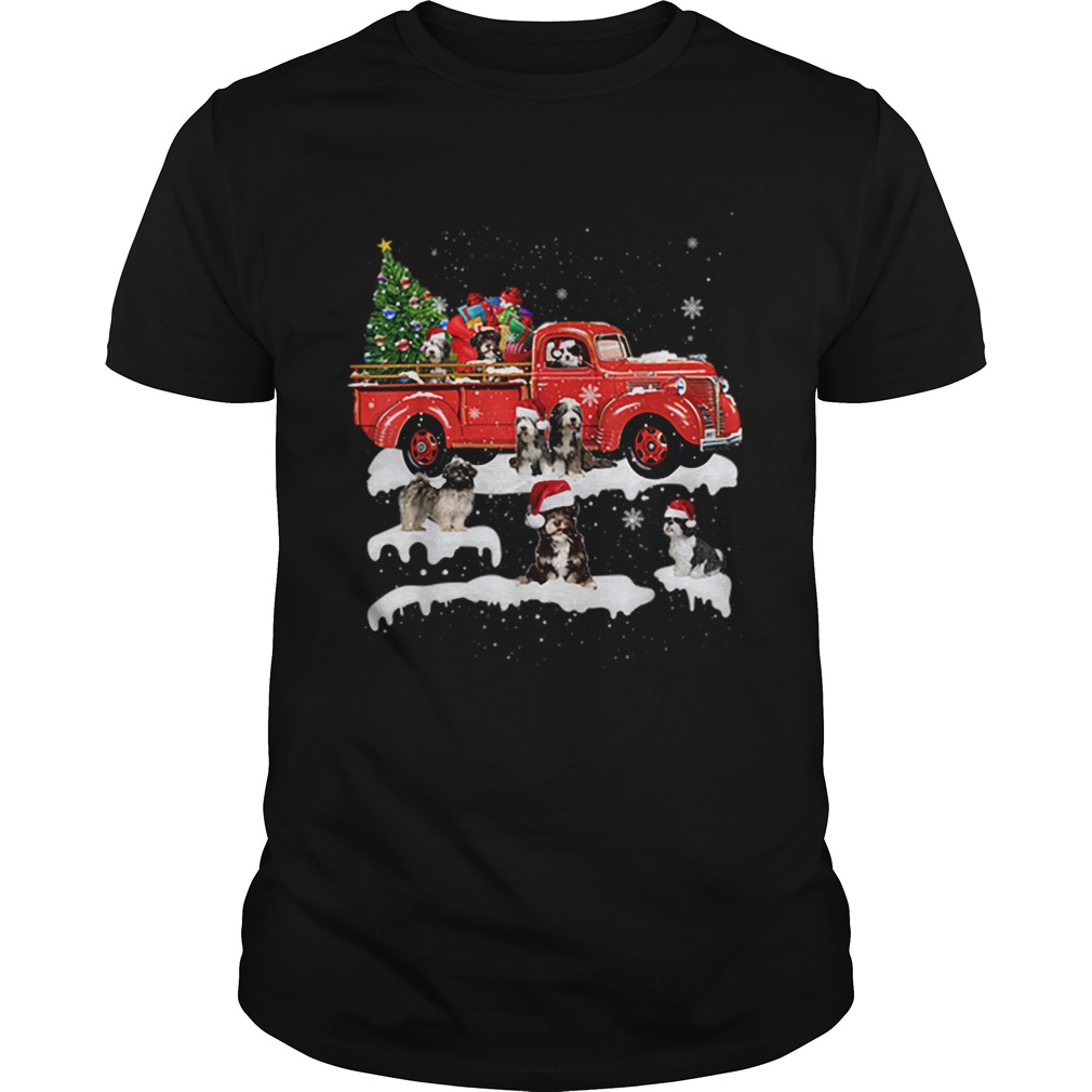 Beautiful Tibetan Terrier Riding Red Truck Xmas Merry Christmas Gifts shirt