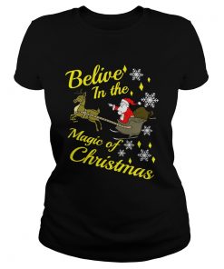 Believe in the magic christmas Santa claus riding reindeer  Classic Ladies