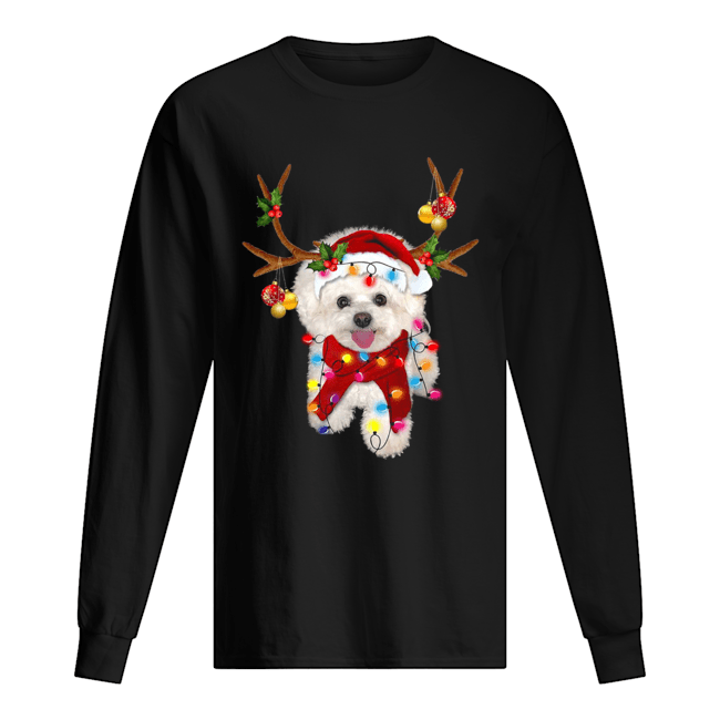 Bichon Frise Gorgeous Reindeer Christmas Long Sleeved T-shirt 