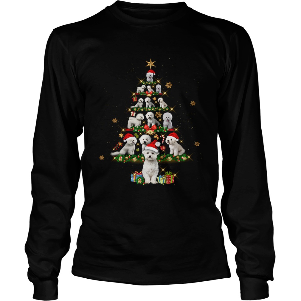 Bichon Frise Tree Christmas Santa Hat LongSleeve