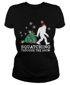 Bigfoot Santa Squatching Through The Snow Christmas  Classic Ladies