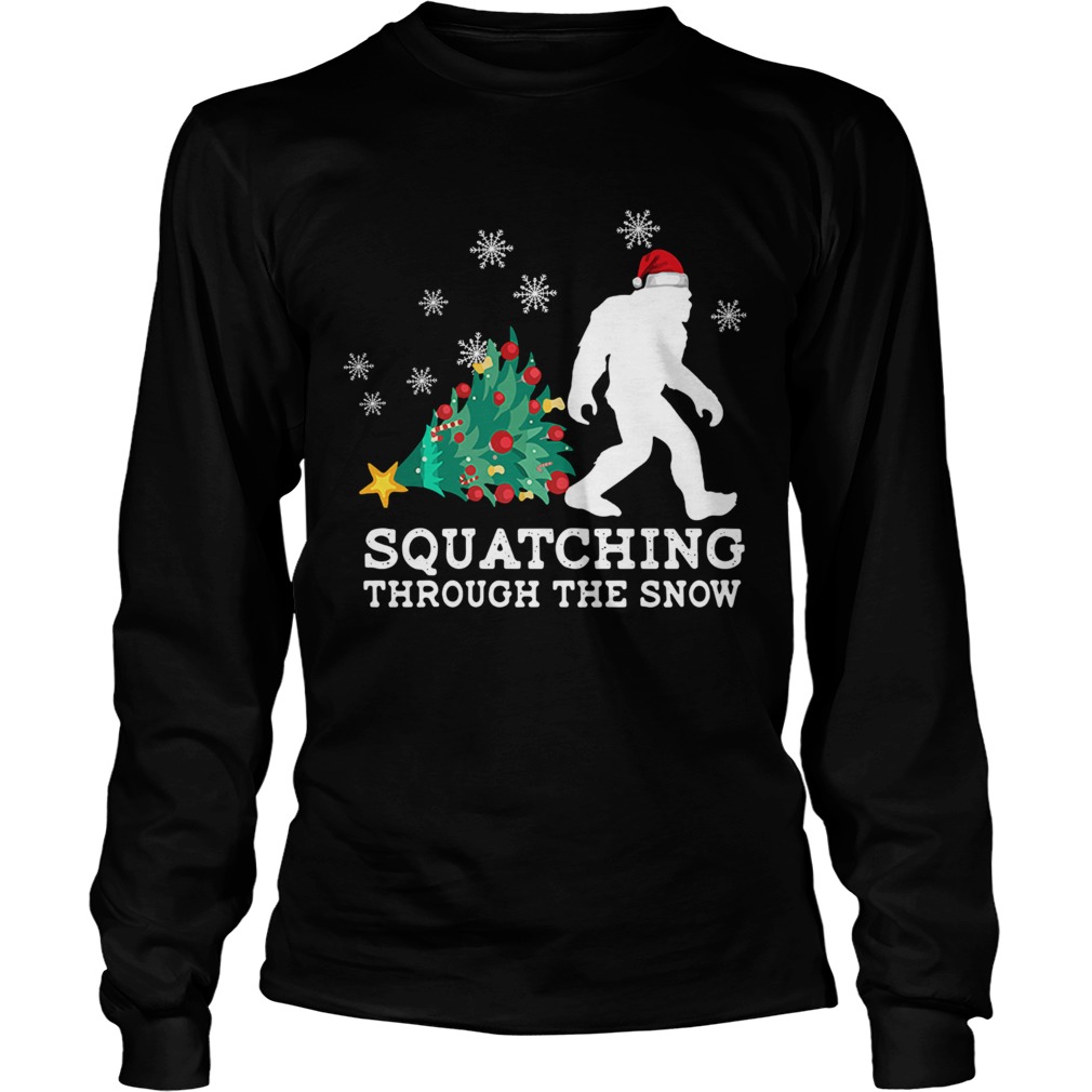 Bigfoot Santa Squatching Through The Snow Christmas LongSleeve