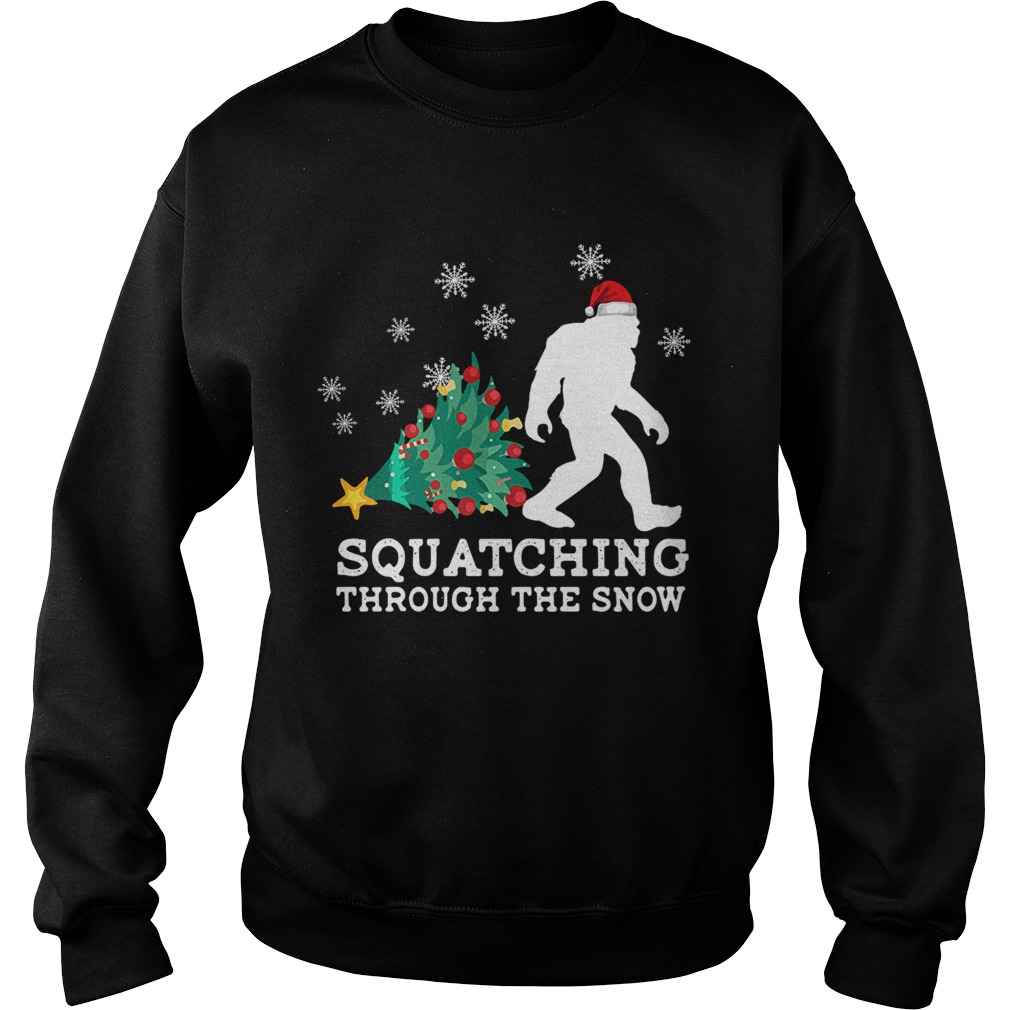 Bigfoot Santa Squatching Through The Snow Christmas Sweatshirt