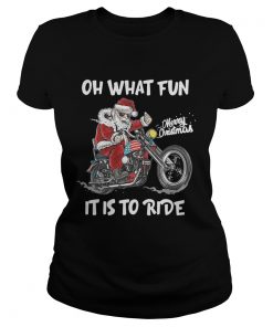 Biker Santa Motorcycle Merry Christmas Oh What Fun It Is To Ride  Classic Ladies