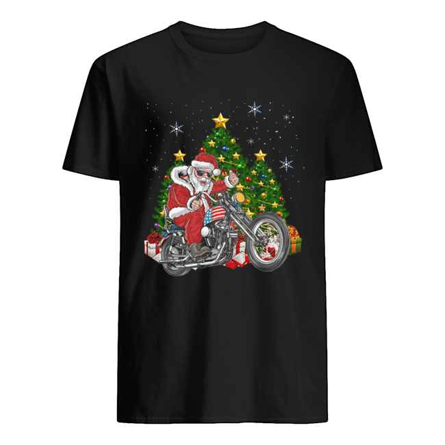 Biker Santa Motorcycle Merry Christmas Tree shirt