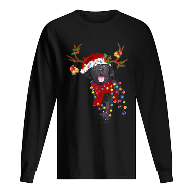 Black Labrador Retriever Gorgeous Reindeer Crewneck Long Sleeved T-shirt 