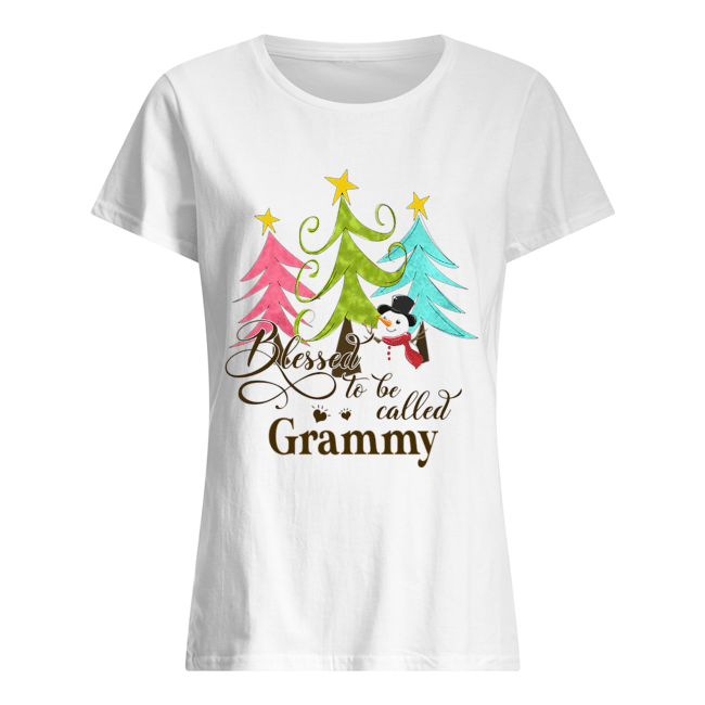 Blessed To Be Called Grammy Tree Snowman Christmas Classic Women's T-shirt