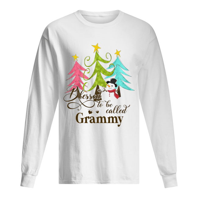 Blessed To Be Called Grammy Tree Snowman Christmas Long Sleeved T-shirt 