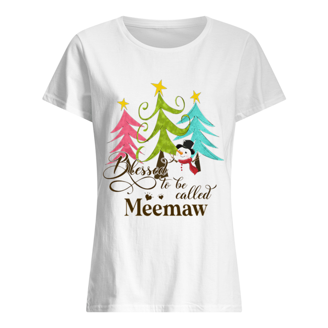 Blessed To Be Called Meemaw Tree Snowman Christmas Classic Women's T-shirt