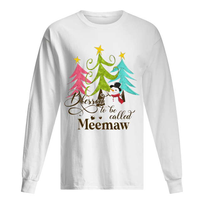 Blessed To Be Called Meemaw Tree Snowman Christmas Long Sleeved T-shirt 