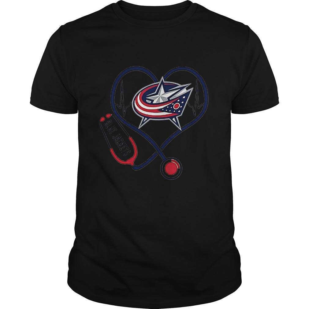 Blue Jackets heart Nurse stethoscope shirt