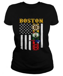 Boston New England Patriots Boston Celtics Bruins American Flag  Classic Ladies