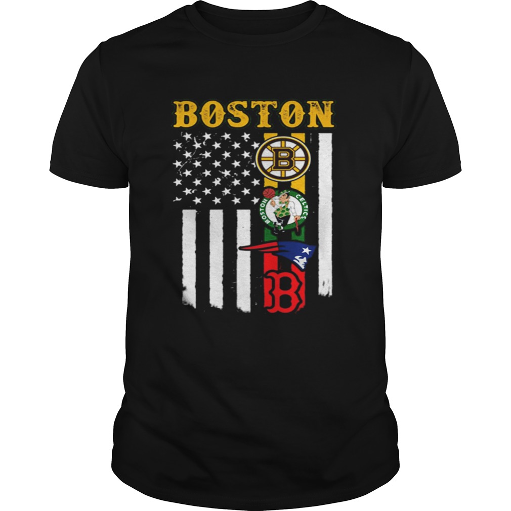 Boston New England Patriots Boston Celtics Bruins American Flag shirt