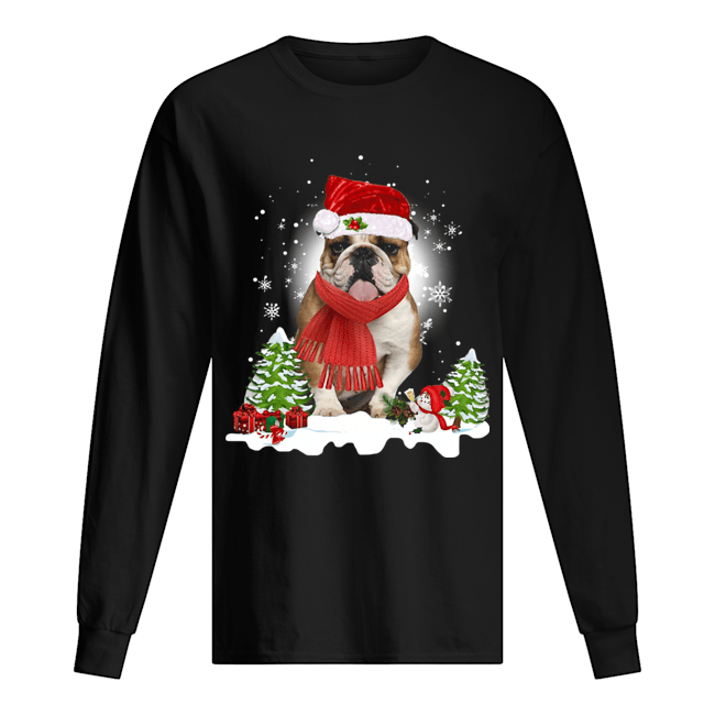 Bulldog Santa Clause Christmas Long Sleeved T-shirt 