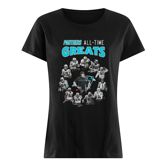 Carolina Panthers All-Time Greats Team Signatures Classic Women's T-shirt