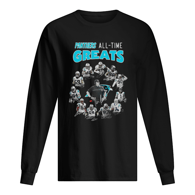 Carolina Panthers All-Time Greats Team Signatures Long Sleeved T-shirt 