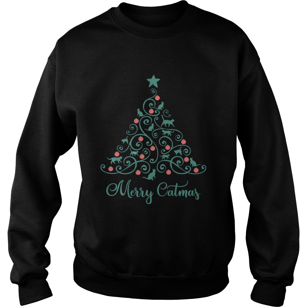 Cat Lover Christmas Gifts Merry Catmas Cats Christmas Tree Sweatshirt