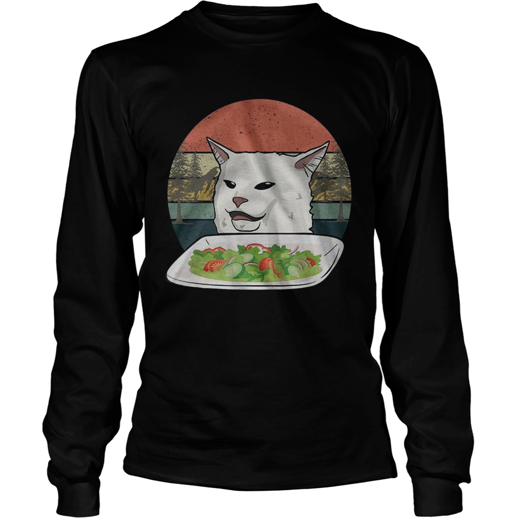 Cat Meme Woman Yelling at Cat Vintage LongSleeve